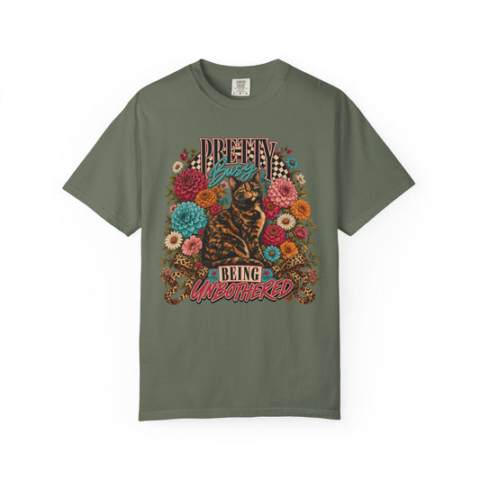 Cat Floral Tee — “Dream Being Unbothered” Vintage Graphic T-Shirt