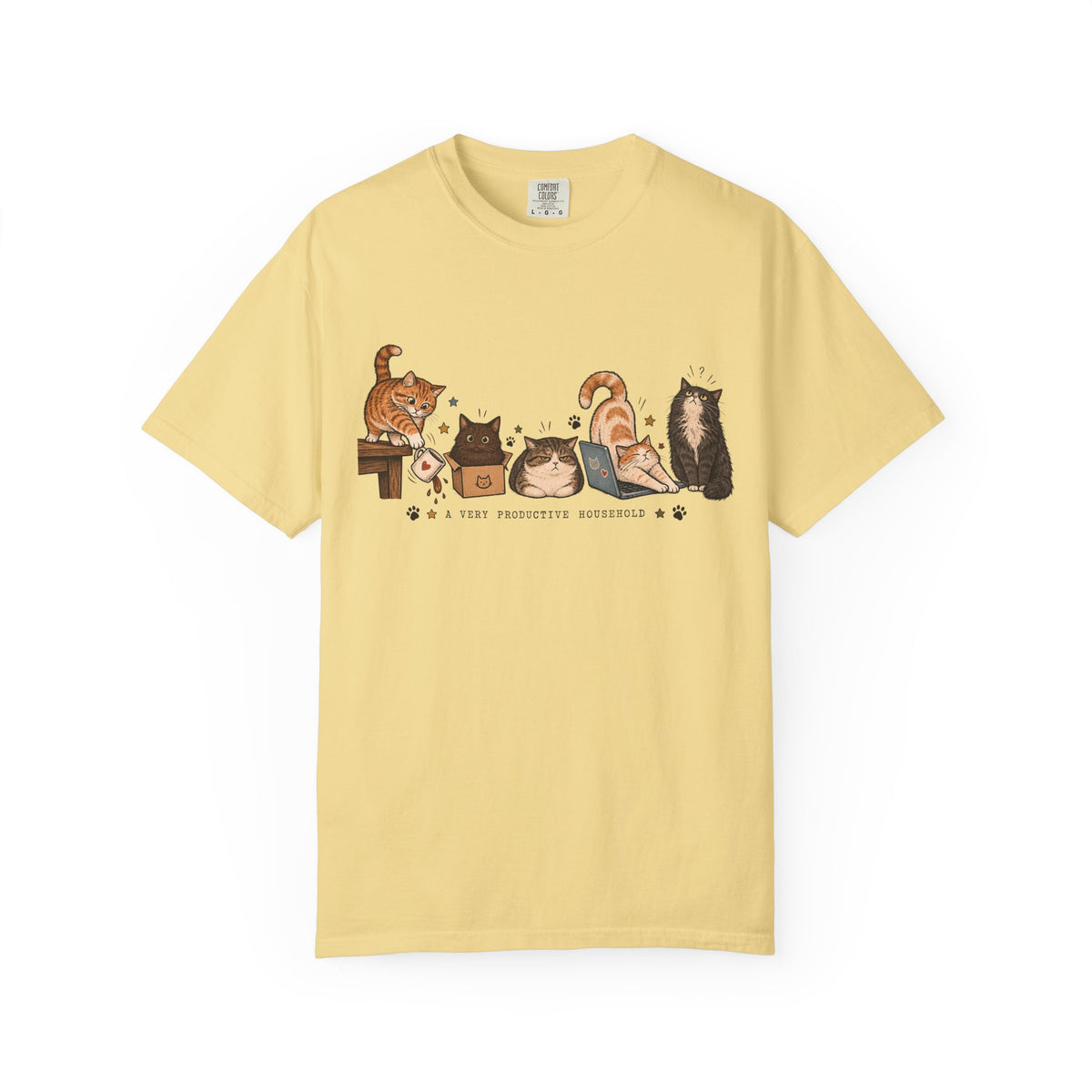 A Very Productive Household Graphic T-Shirt — Cute Kitty Illustration Tee