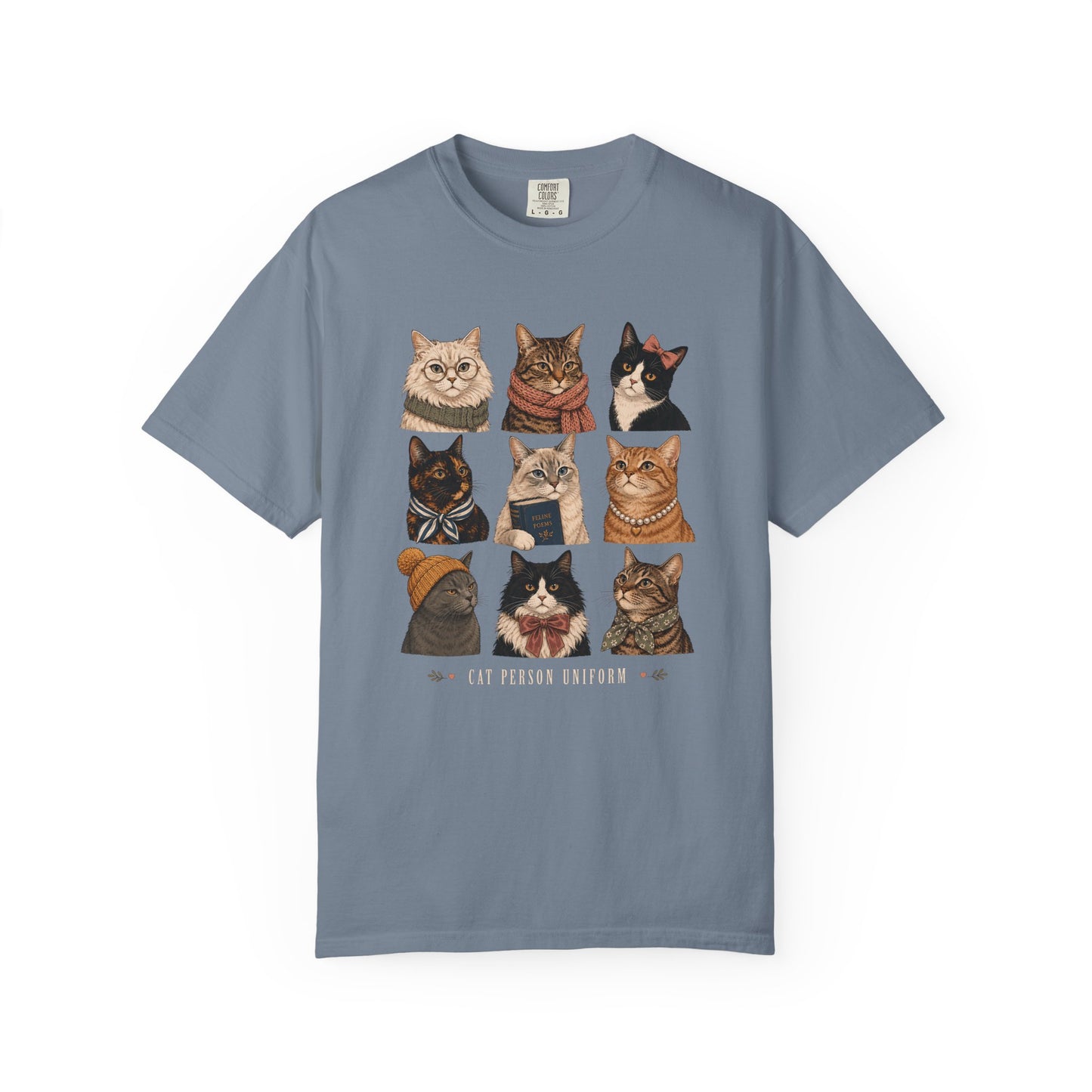Vintage Cat Portraits T‑Shirt — Cute Kitten Grid Graphic Tee