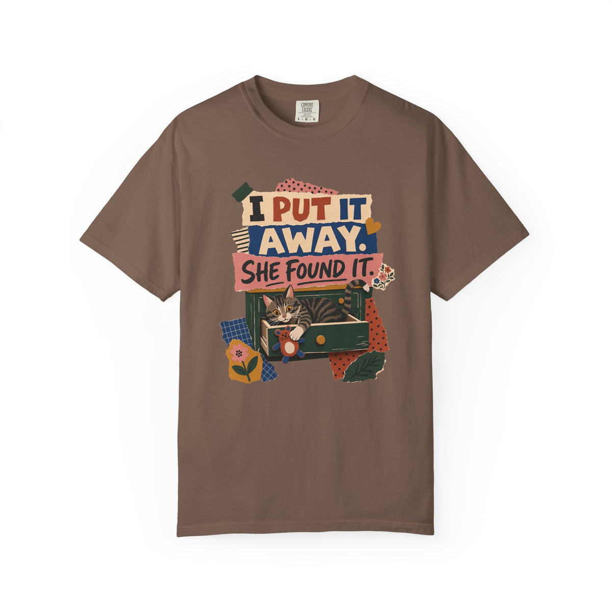 I Put It Away She Found It T-Shirt — Funny Lost & Found Cat Graphic Tee