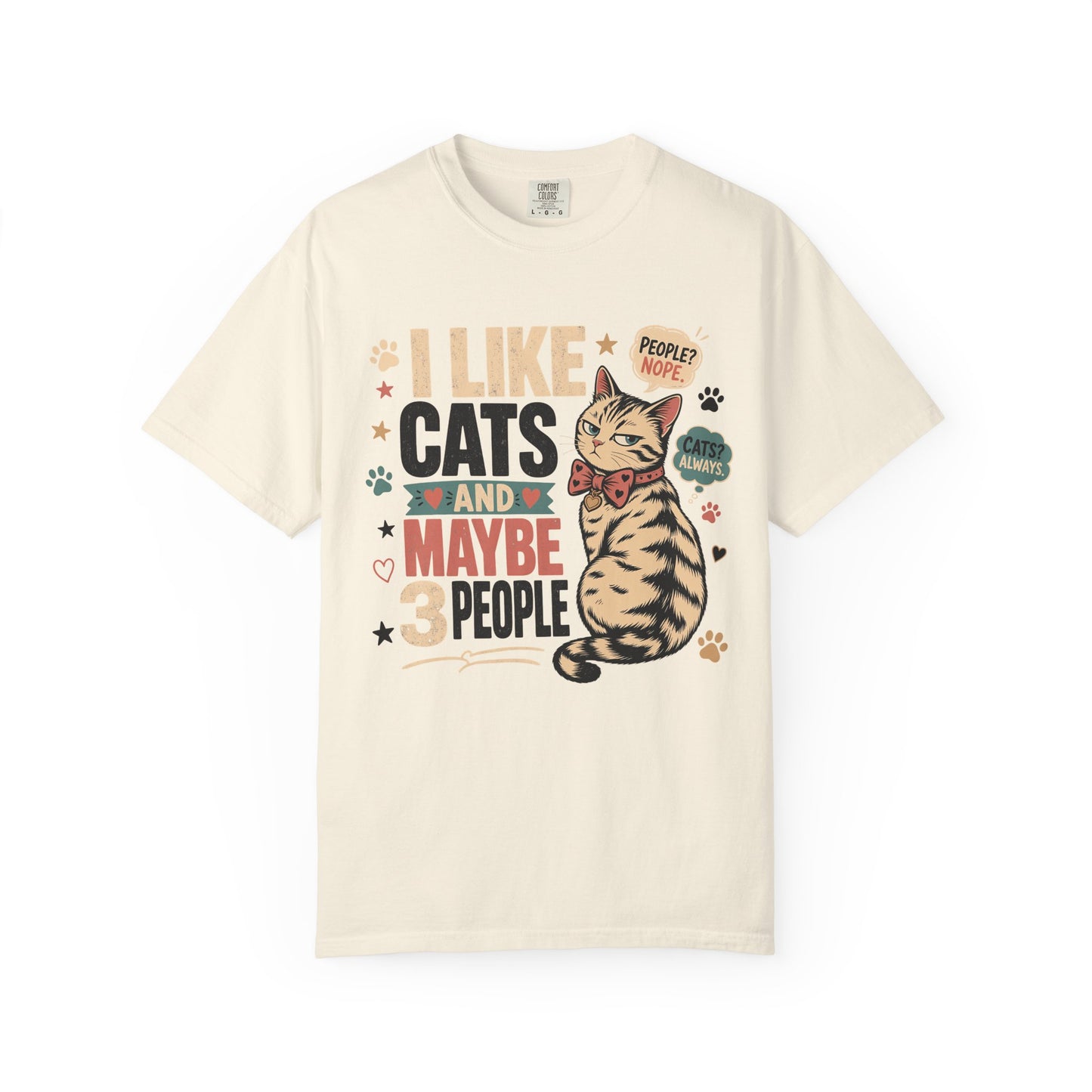 I Like Cats and Maybe 3 People T-Shirt — Funny Cat Lover Graphic Tee