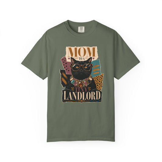 Cat Mom to a Landlord T-Shirt — Retro Black Cat Mom Graphic Tee