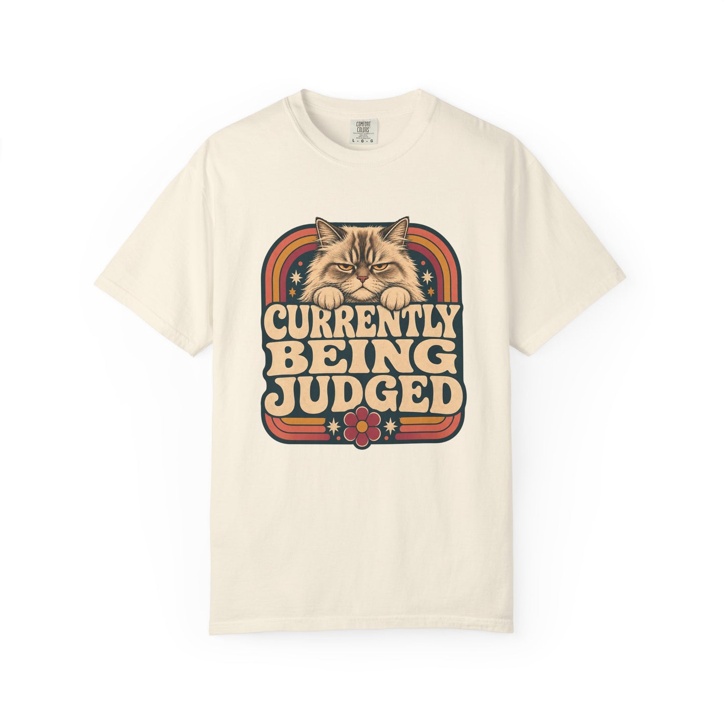 Currently Being Judged Cat T-Shirt — Retro Vintage Cat Humor Tee