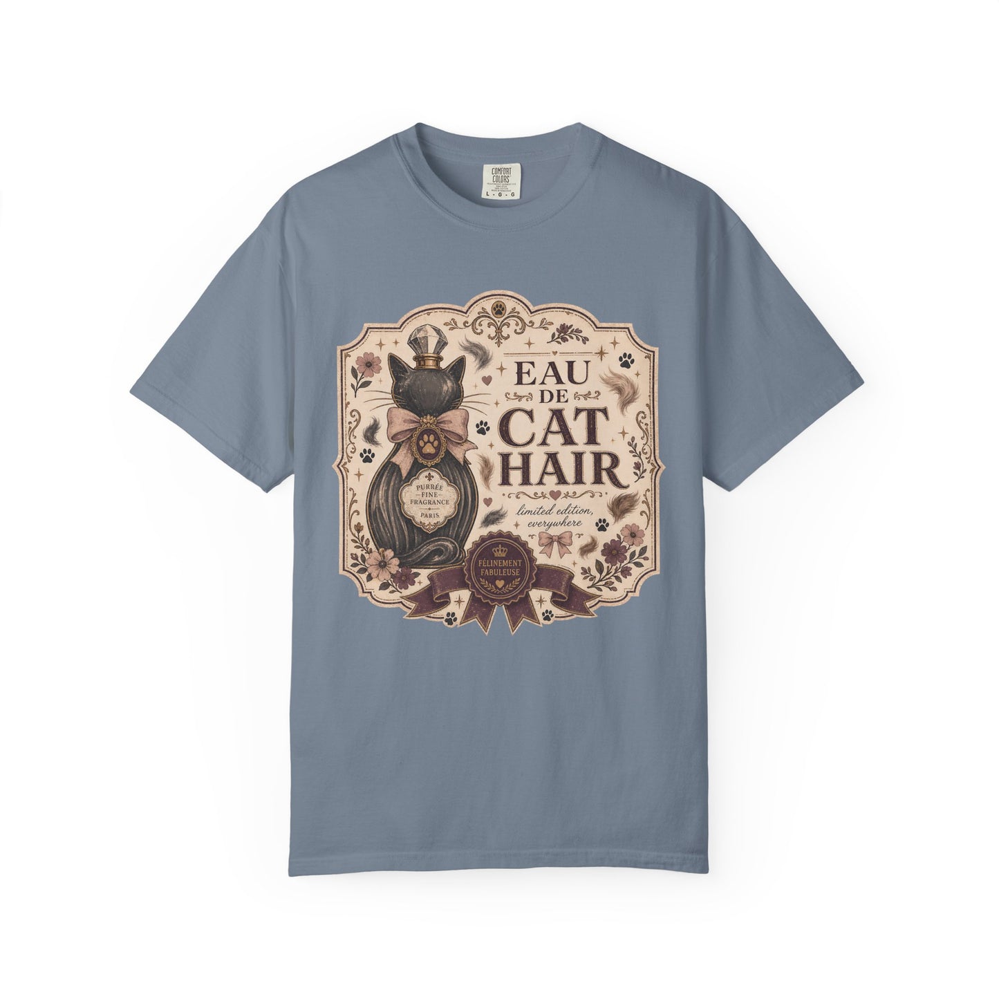Cat Hair Perfume Vintage Tee — “Eau de Cat Hair” Graphic T-Shirt for Cat Lovers