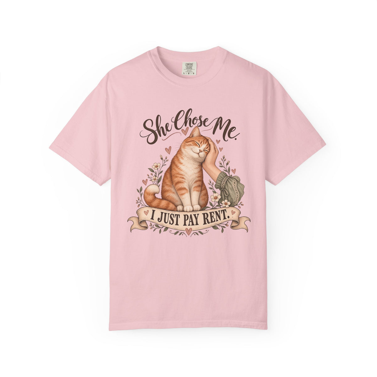 Cat Lover T-Shirt — "She Chose Me, I Just Pay Rent" Graphic Tee