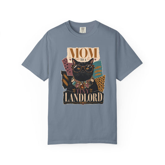 Cat Mom to a Landlord T-Shirt — Retro Black Cat Mom Graphic Tee