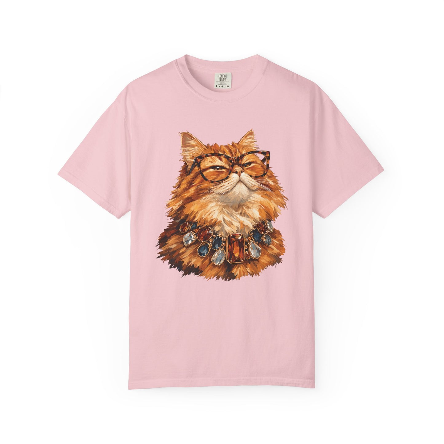 Cat with Glasses Graphic Tee — Vintage Scholarly Ginger Cat T-Shirt