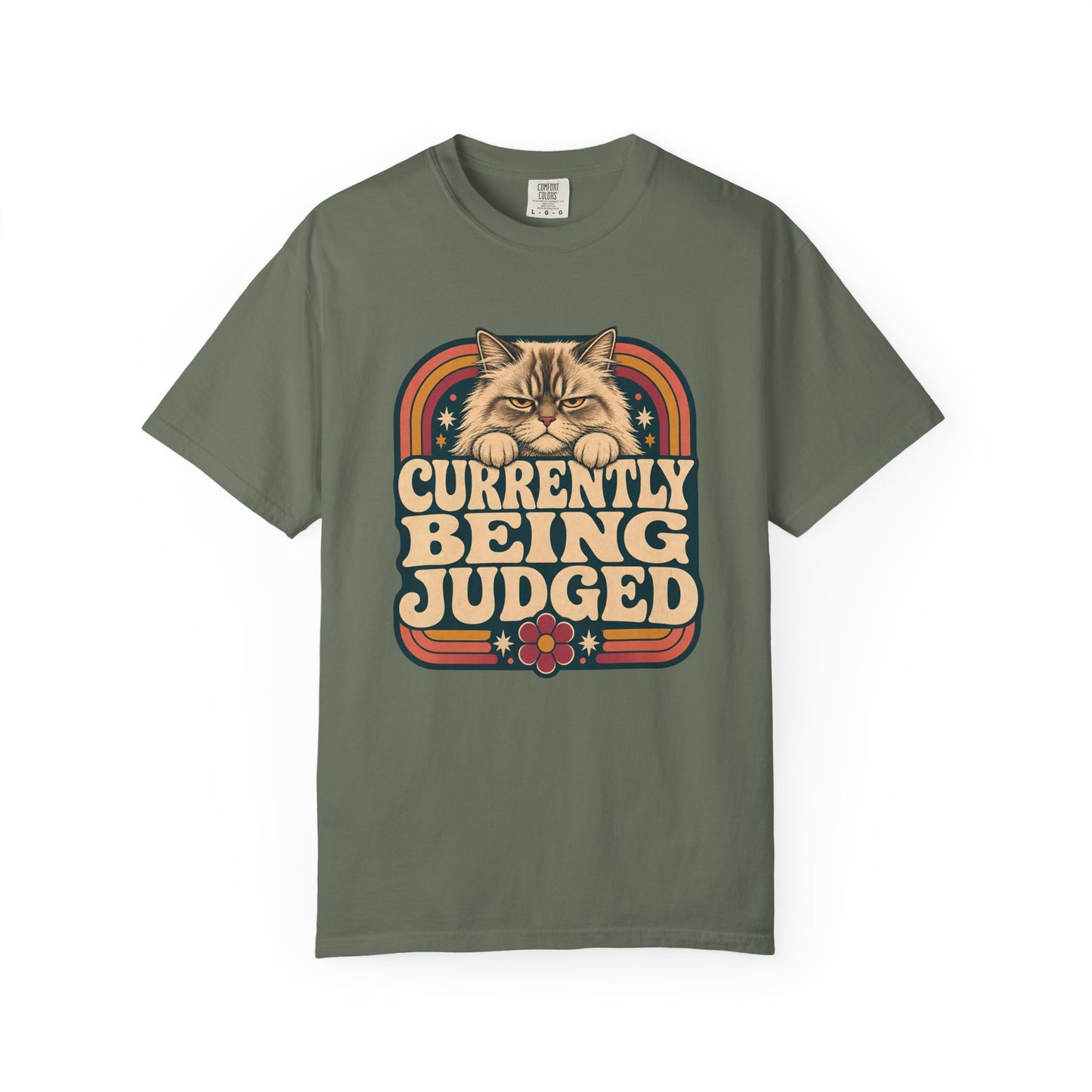 Currently Being Judged Cat T-Shirt — Retro Vintage Cat Humor Tee
