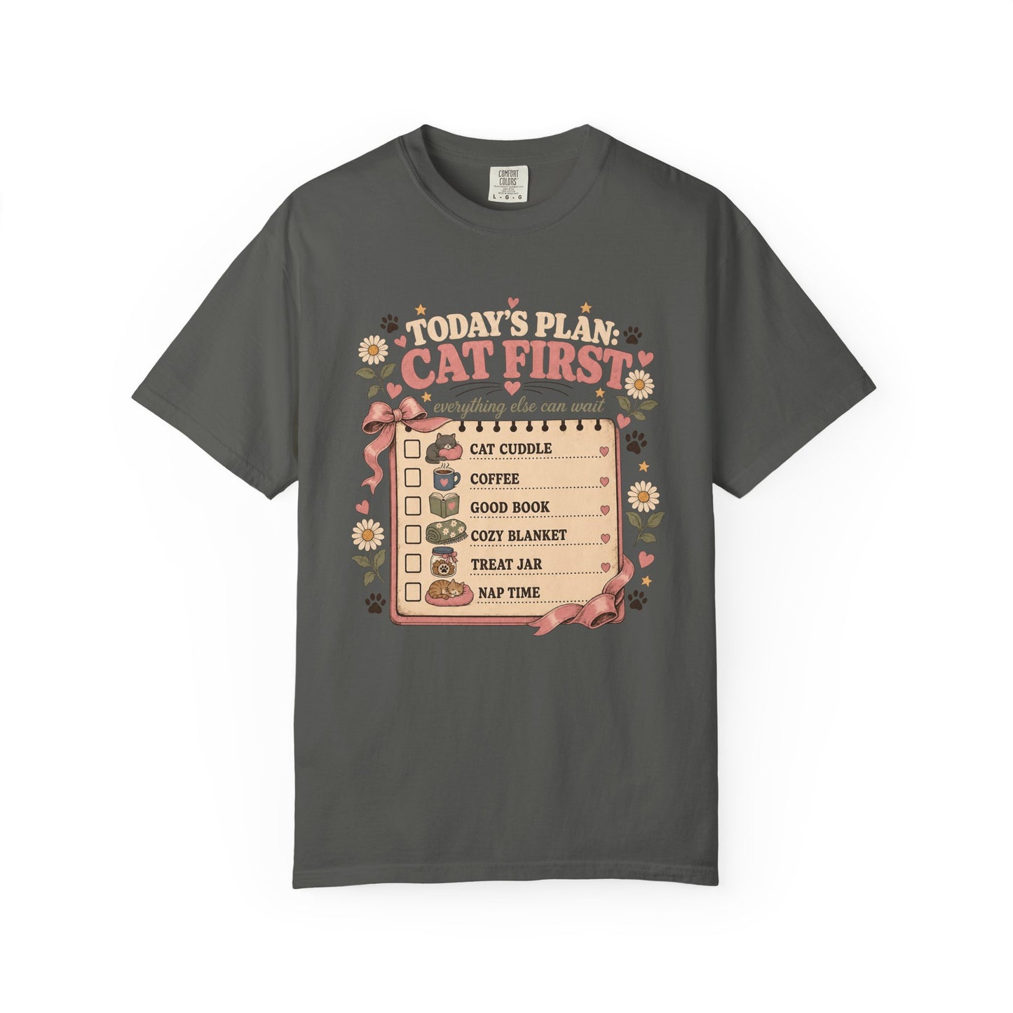 Cat First Checklist T-Shirt — Cozy Cat Lover Tee