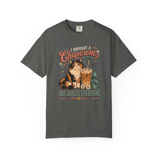 She Judges Everyone Cat T-Shirt — “I Brought a Chaperone” Vintage Graphic Tee