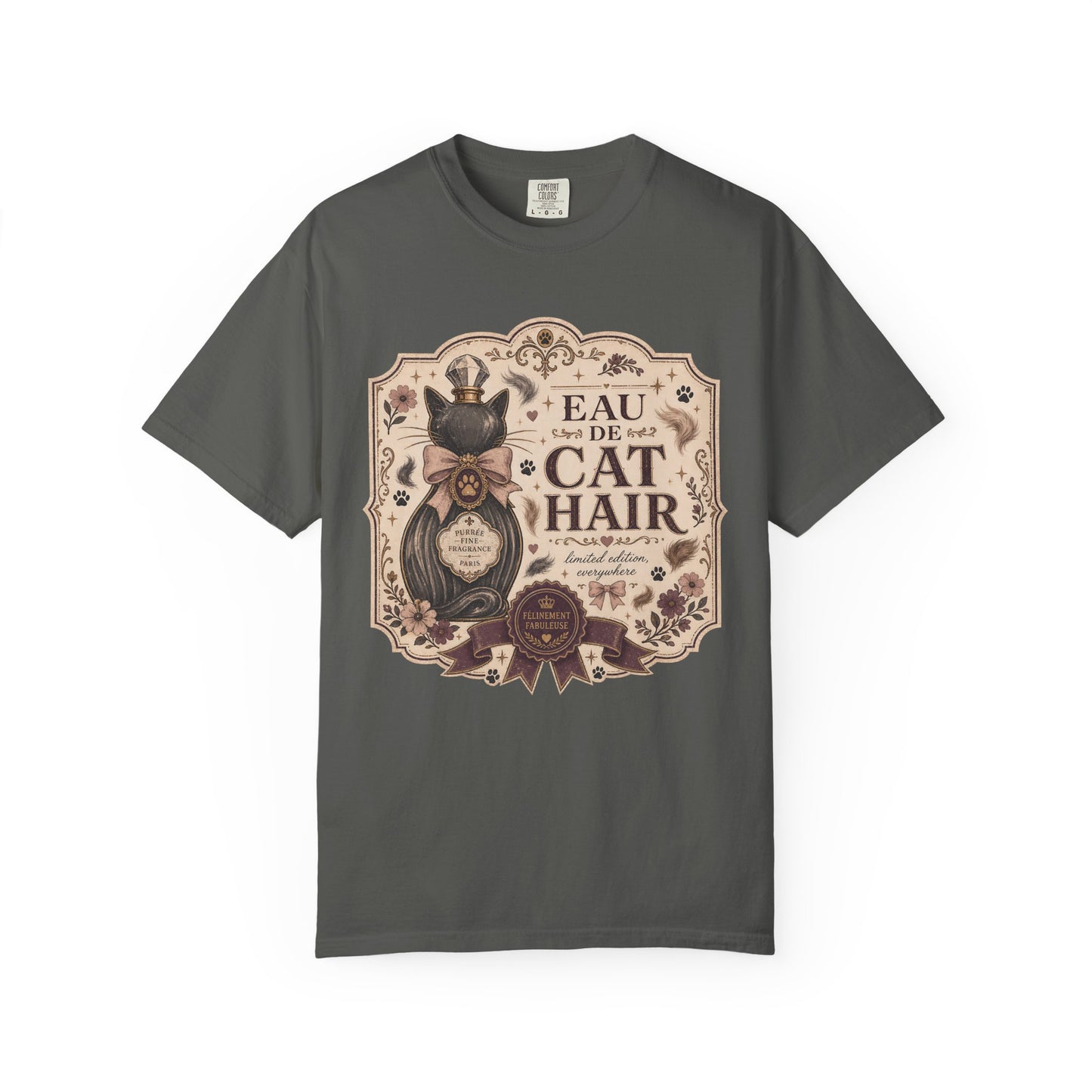 Cat Hair Perfume Vintage Tee — “Eau de Cat Hair” Graphic T-Shirt for Cat Lovers