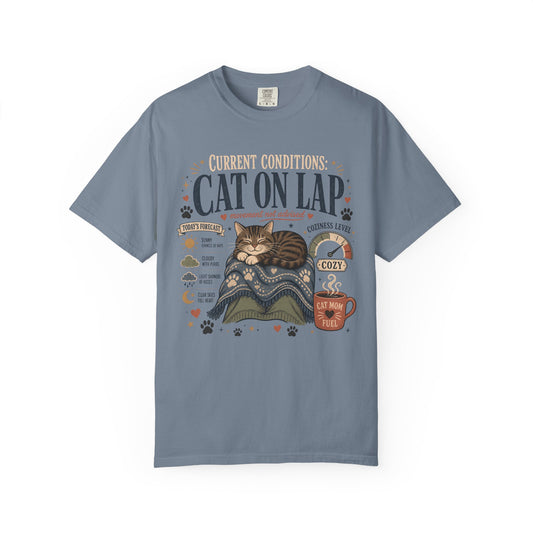 Cat on Lap T‑Shirt — Cozy Cat Nap Graphic Tee