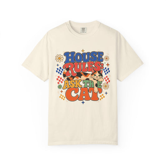 Retro "House Rules: Ask the Cat" Graphic T-Shirt