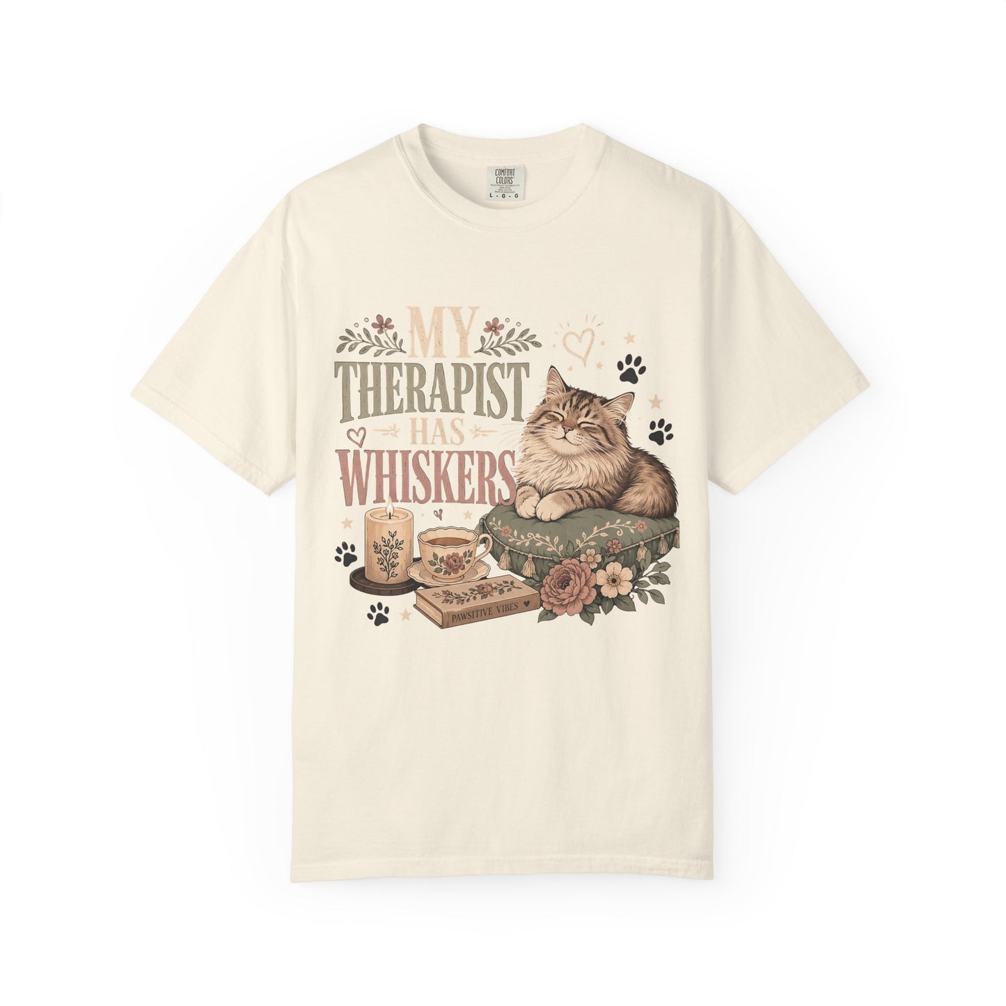 Cat Therapist T-Shirt — “My Therapist Has Whiskers” Cute Cat Lover Tee