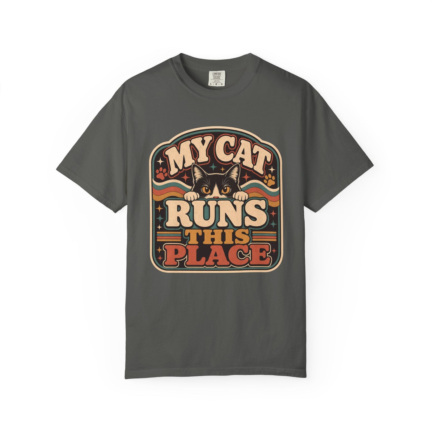 My Cat Runs This Place T-Shirt — Retro Cat Lover Shirt