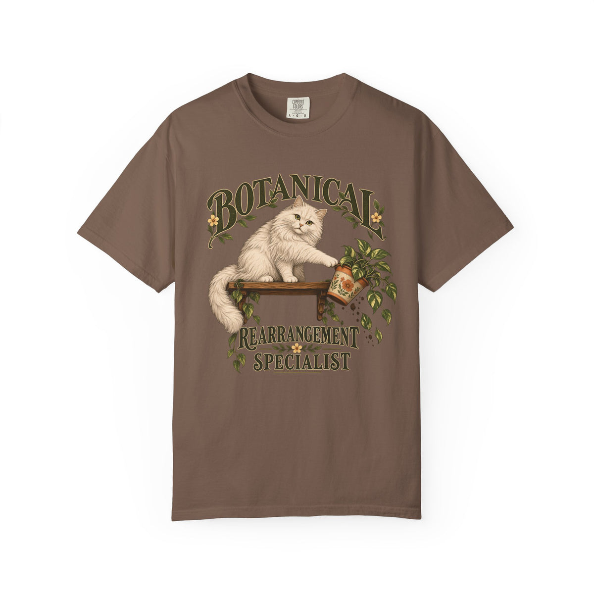 Botanical Rearrangement Specialist T-Shirt — Cat Plant Lover Tee
