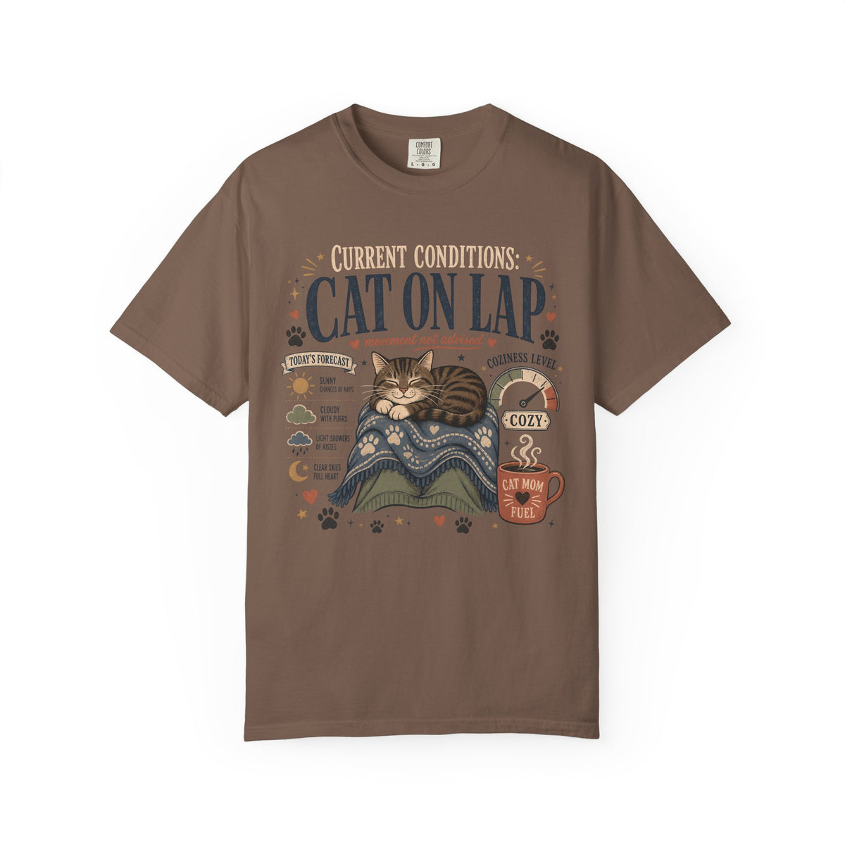Cat on Lap T‑Shirt — Cozy Cat Nap Graphic Tee