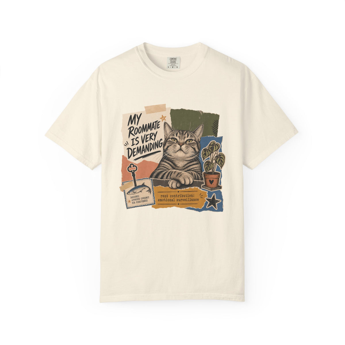 Cat Roommate T-Shirt — "My Roommate Is Very Demanding" Vintage Graphic Tee