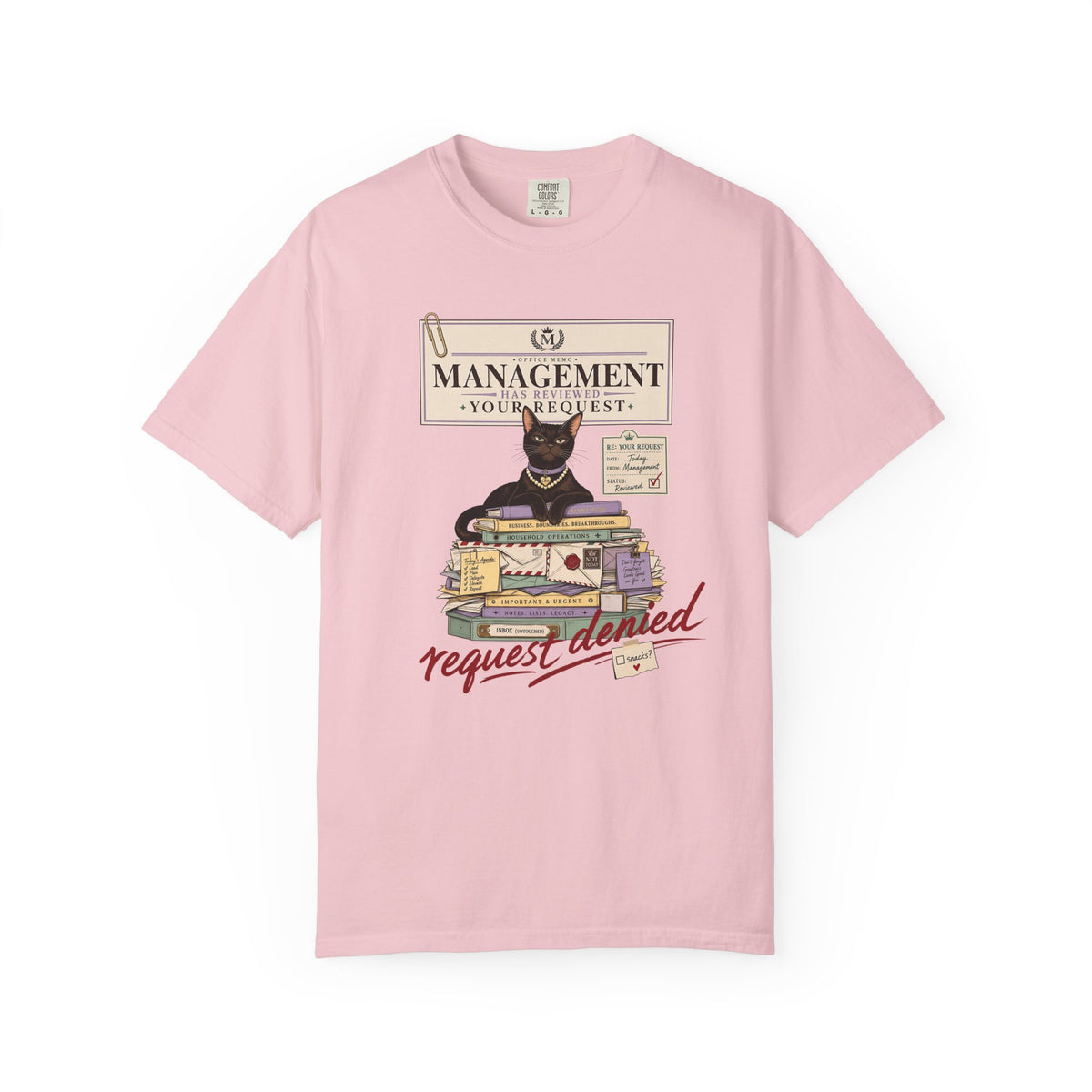 Management Cat T-Shirt — "Request Denied" Vintage Graphic Tee
