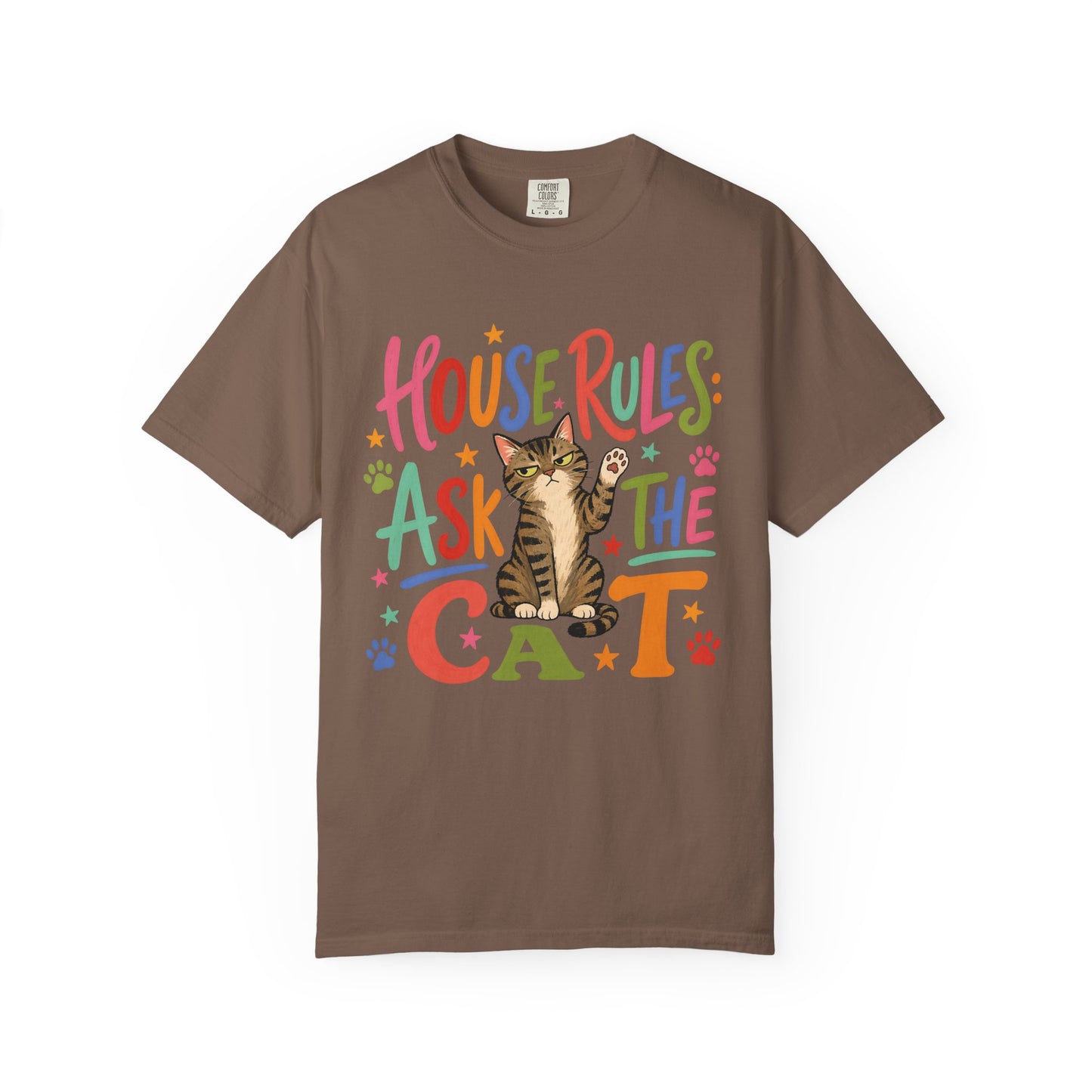 Cat Lover T-Shirt — "House Rules: Ask the Cat" Cute Graphic Tee