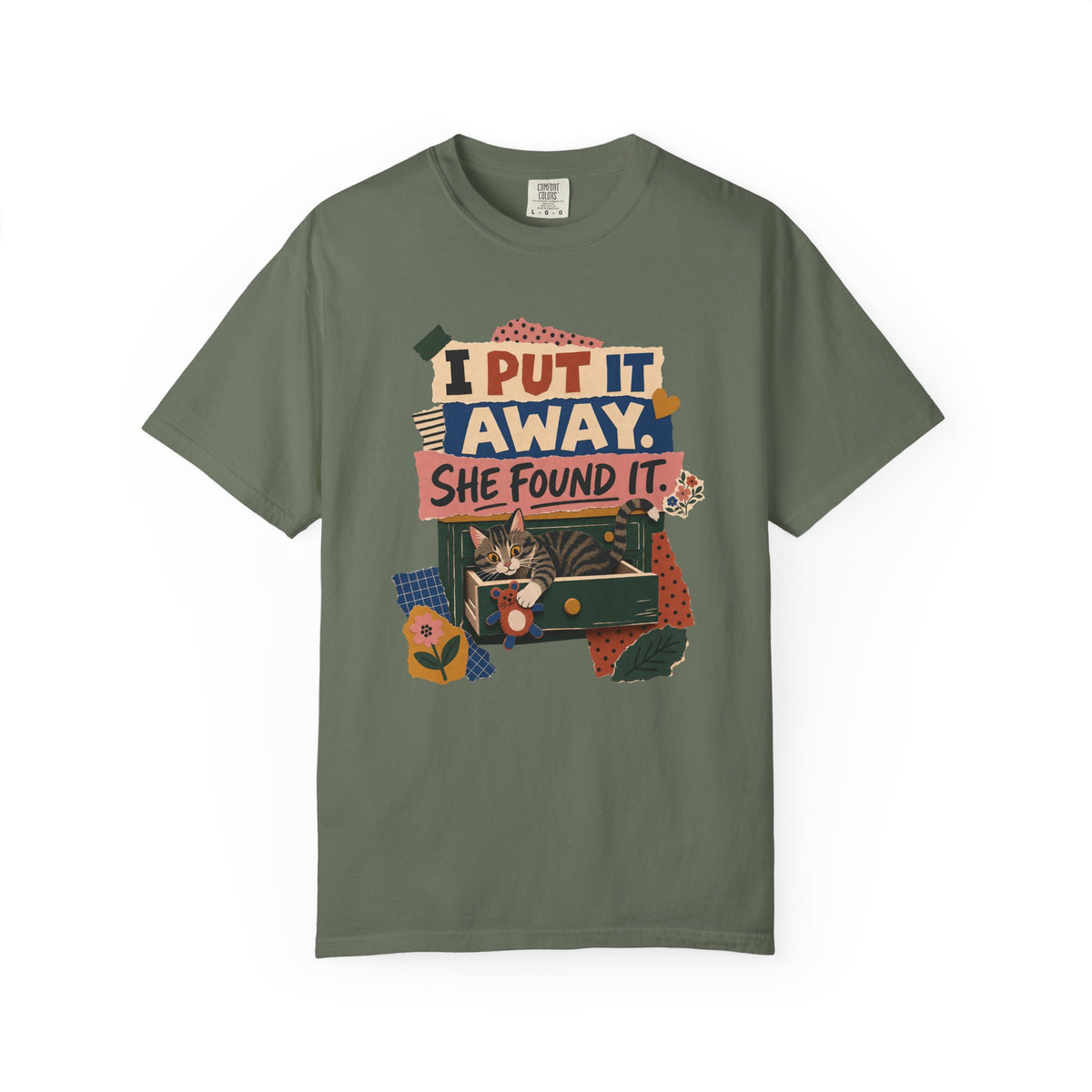 I Put It Away She Found It T-Shirt — Funny Lost & Found Cat Graphic Tee