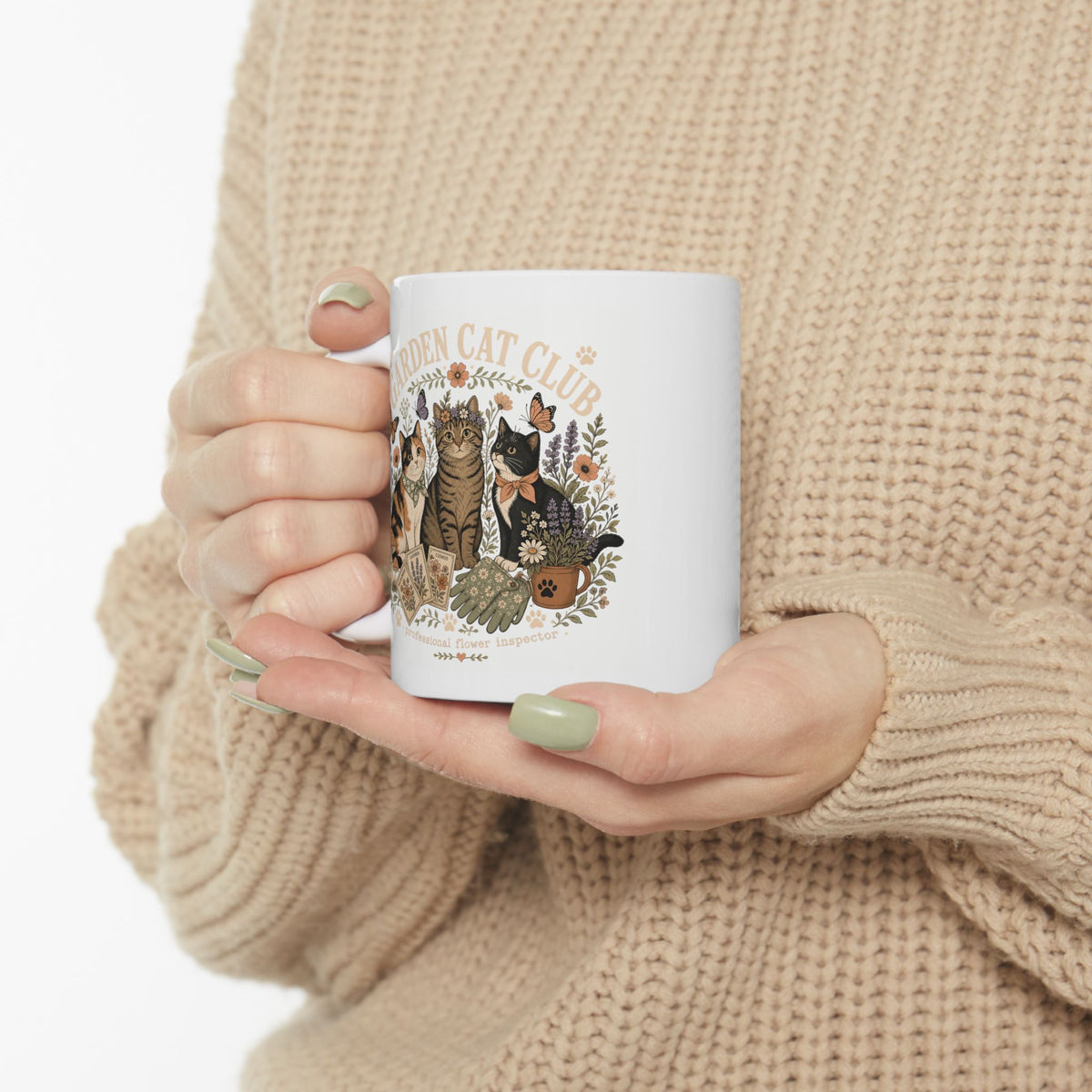 Floral Butterfly Ceramic Mug – Garden Cat Club Coffee Cup
