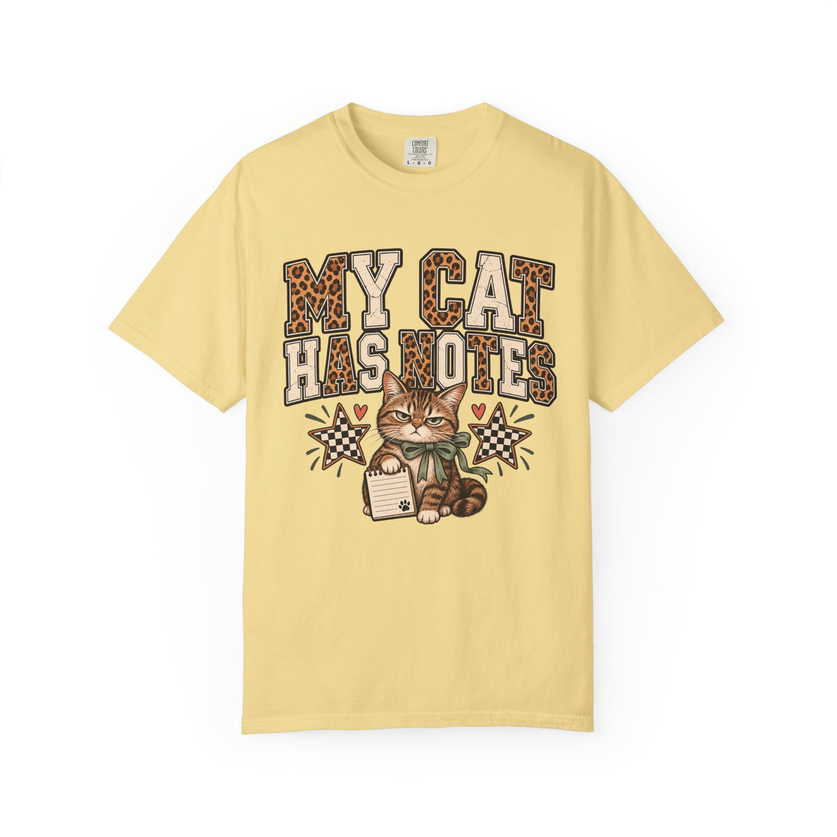 My Cat Has Notes Funny Cat T-Shirt — Leopard Print Retro Cat Graphic