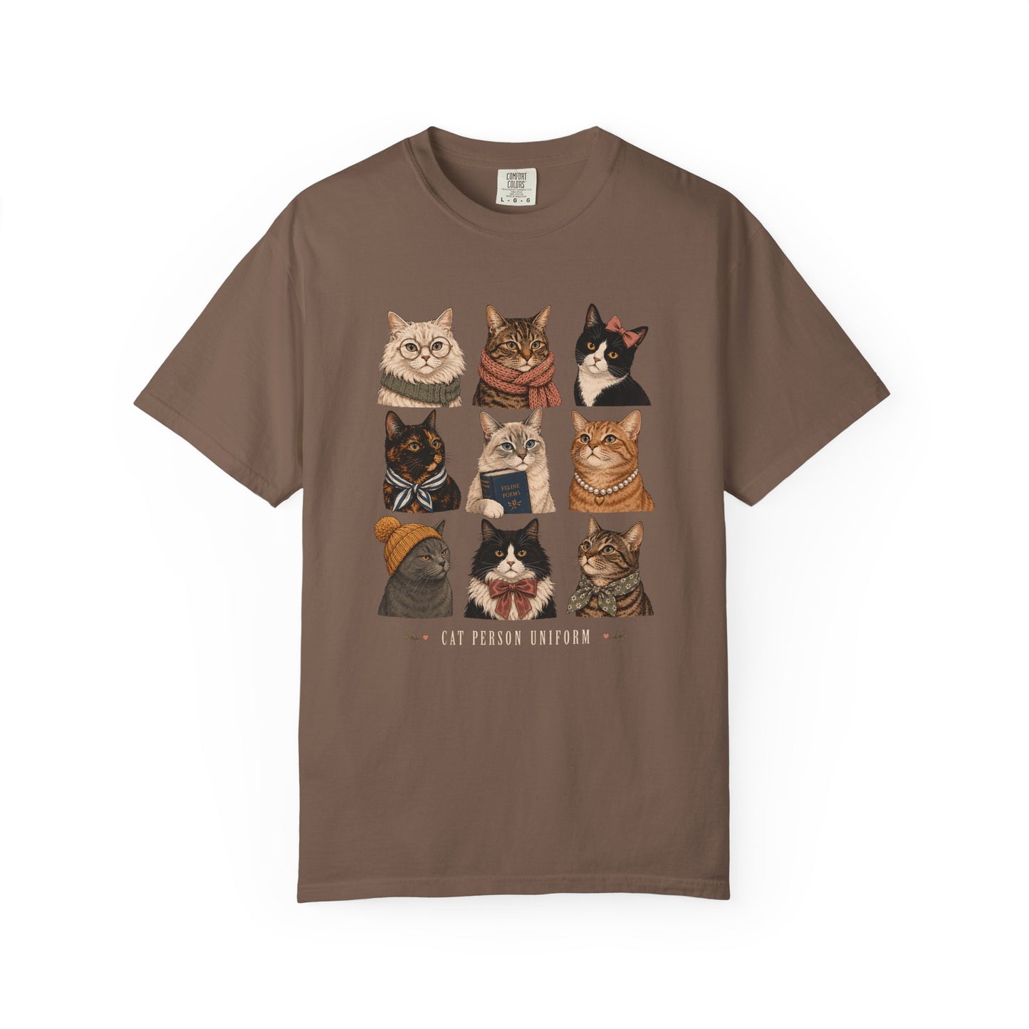 Vintage Cat Portraits T‑Shirt — Cute Kitten Grid Graphic Tee
