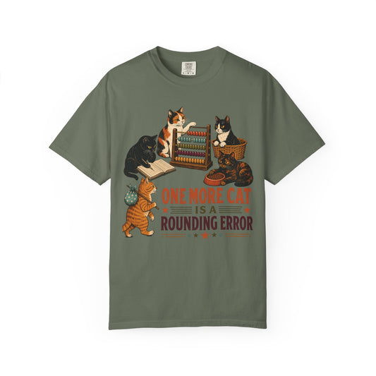 Cat Lover T-Shirt — "One More Cat Is a Rounding Error" Vintage Kittens Tee