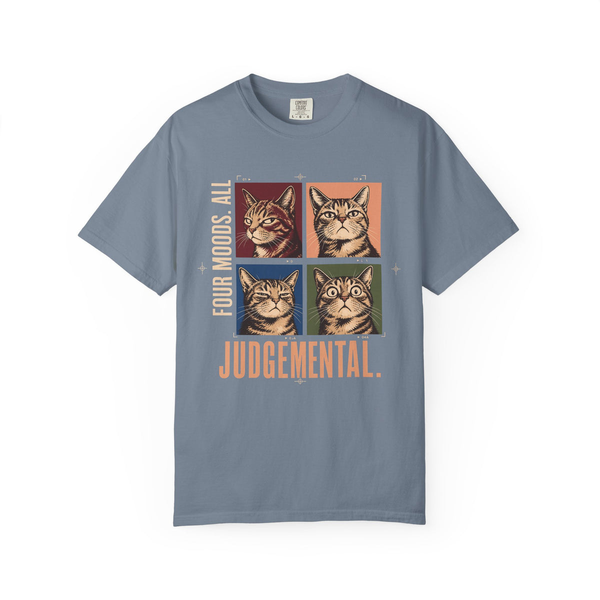 Judgemental Cats Graphic T-Shirt — "Four Moods" Vintage Cat Shirt