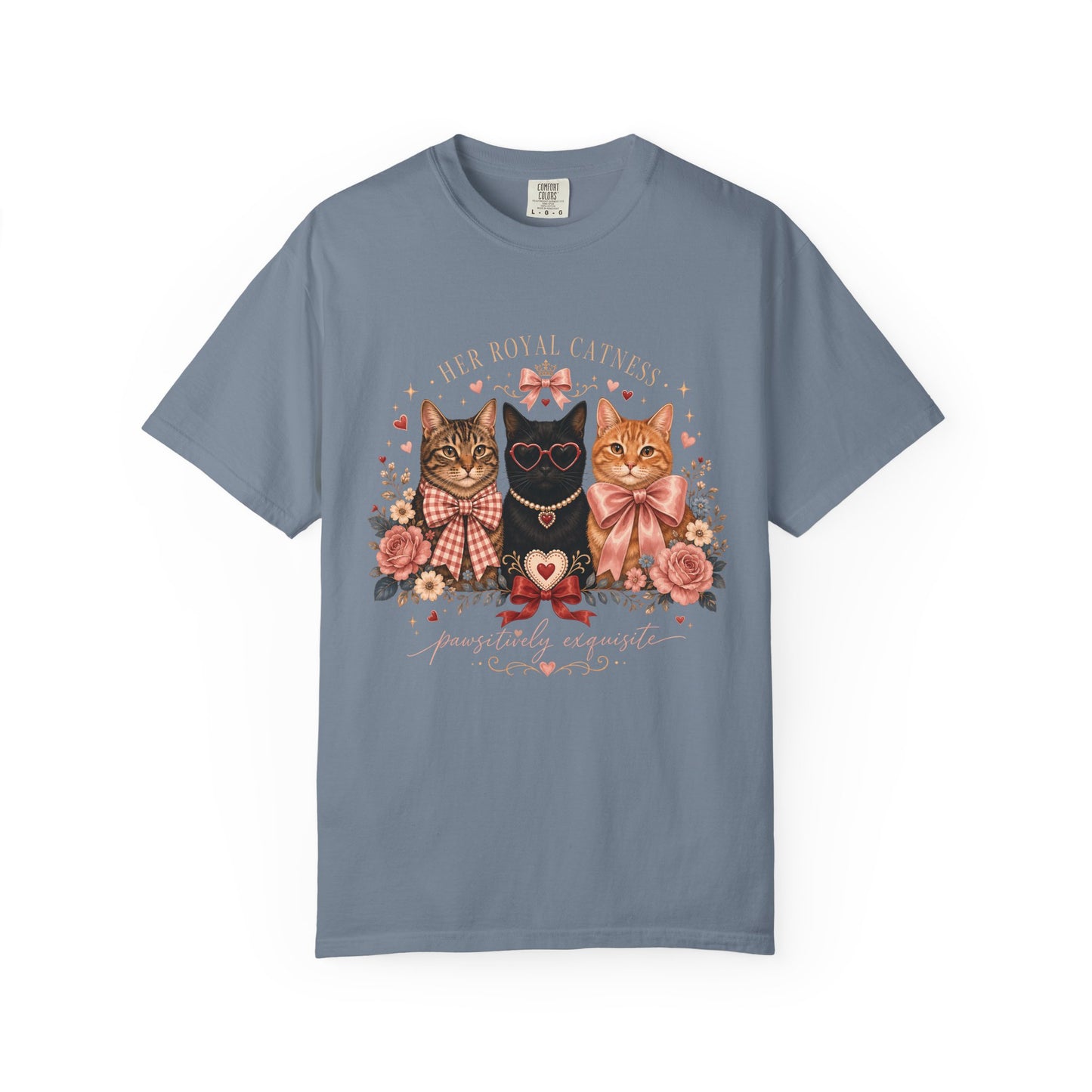 Cat Trio Floral Tee — "Her Royal Cattiness" Graphic T-Shirt