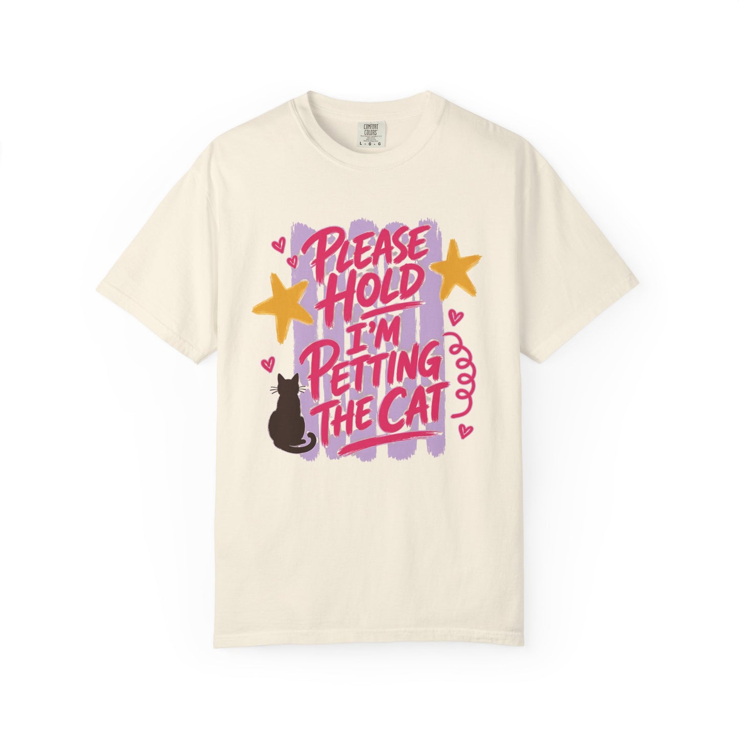 Please Hold I'm Petting the Cat T-Shirt — Cute Cat Lover Tee