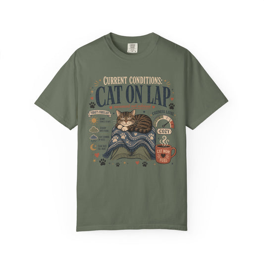 Cat on Lap T‑Shirt — Cozy Cat Nap Graphic Tee