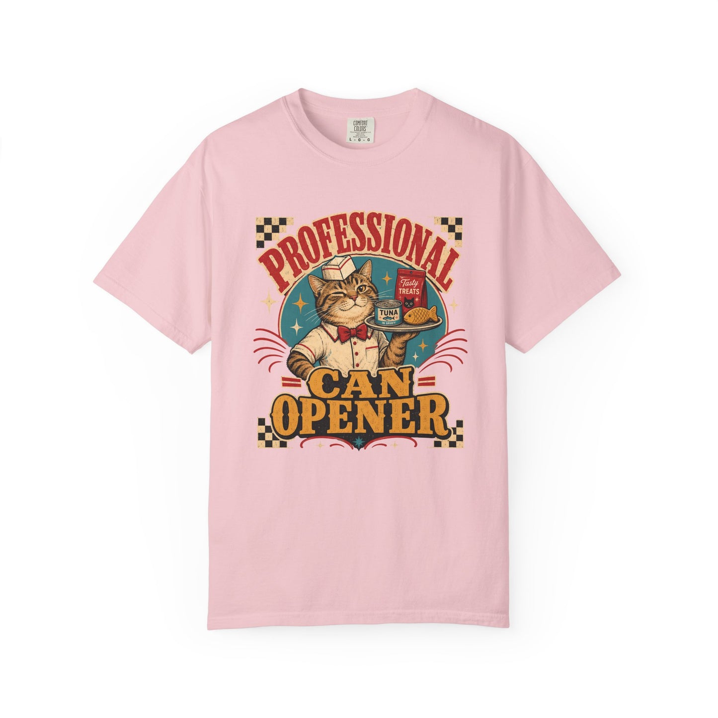 Professional Can Opener Cat T-Shirt — Retro Vintage Cat Lover Tee