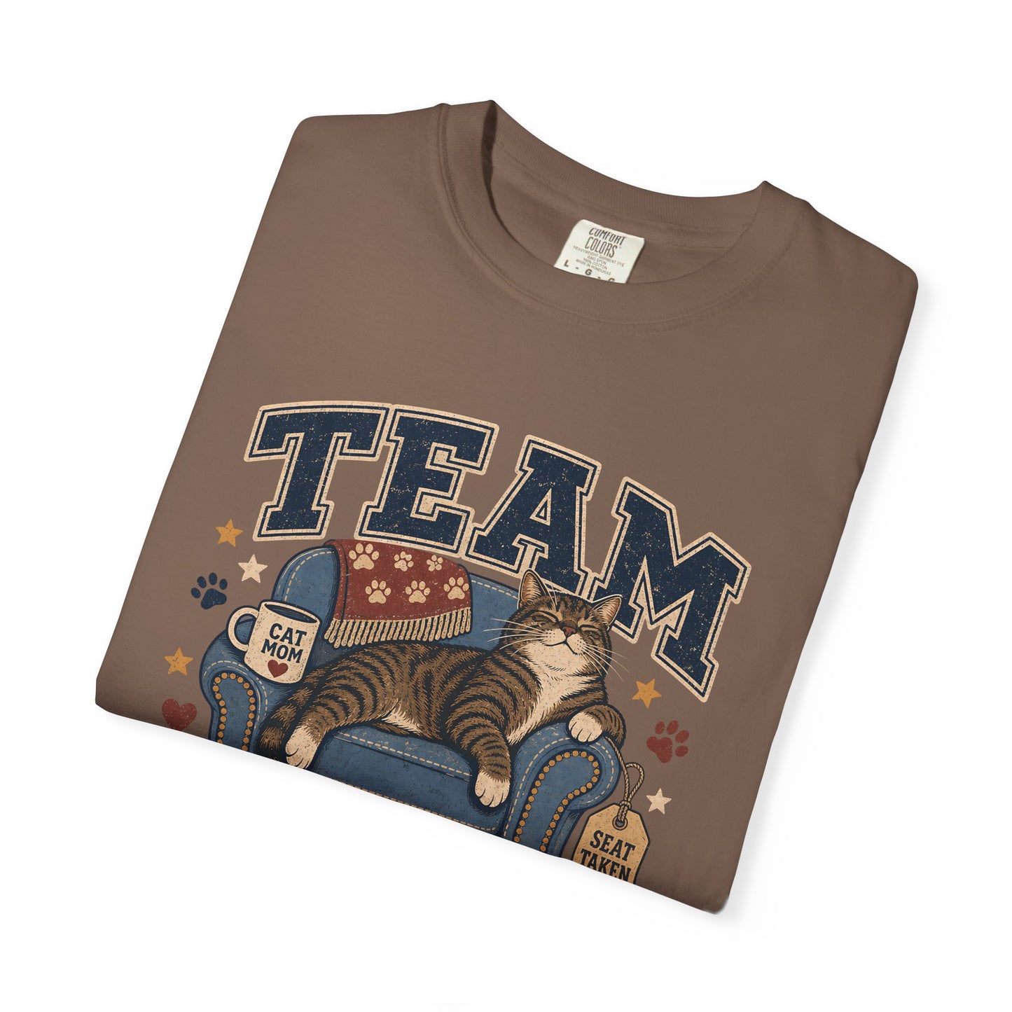 Vintage 'Team Can't Sit There' Cat T-Shirt — Cozy Cat Lover Graphic Tee
