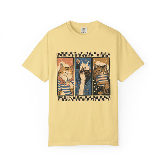 Retro Cat Trio Graphic T-Shirt — Vintage Cartoon Cats Tee