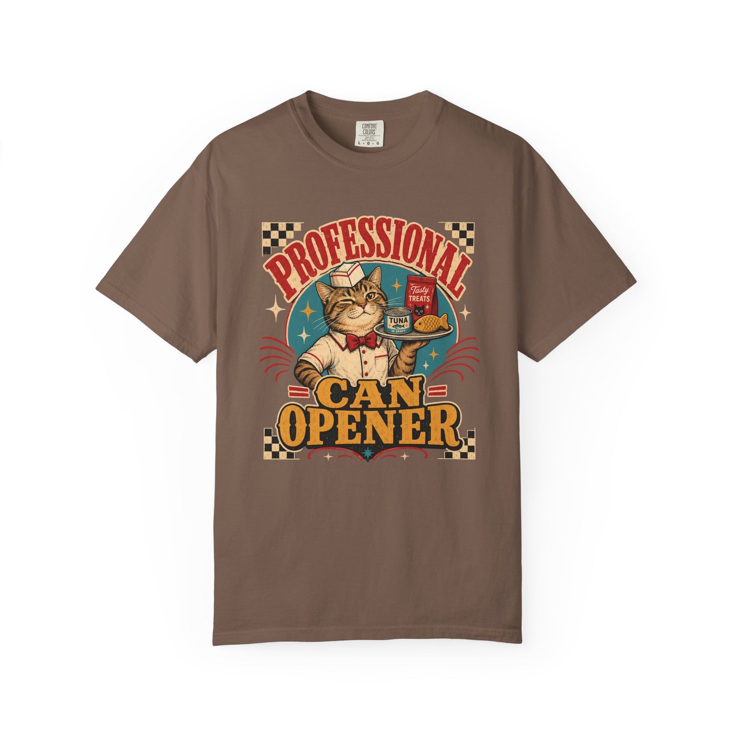 Professional Can Opener Cat T-Shirt — Retro Vintage Cat Lover Tee