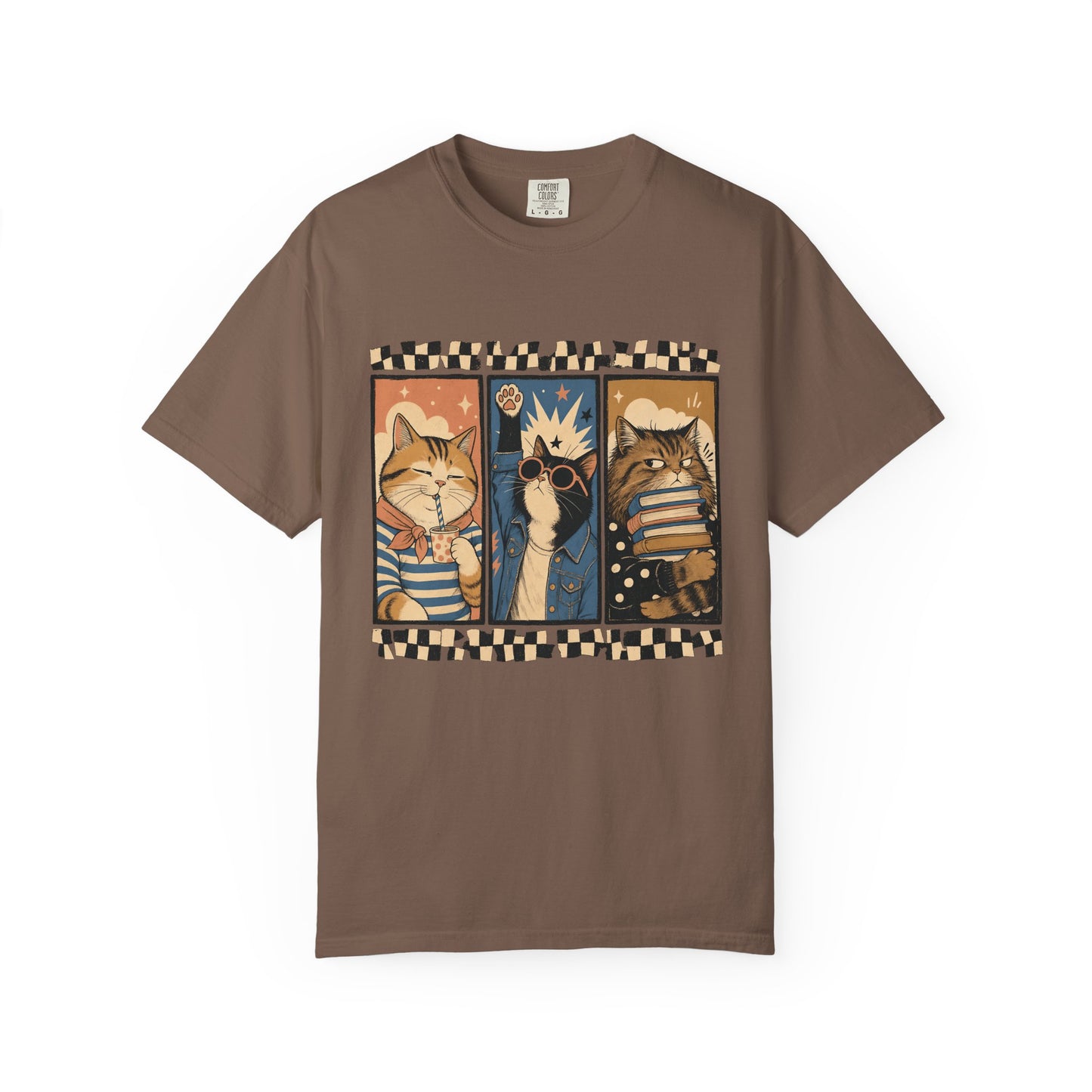 Retro Cat Trio Graphic T-Shirt — Vintage Cartoon Cats Tee
