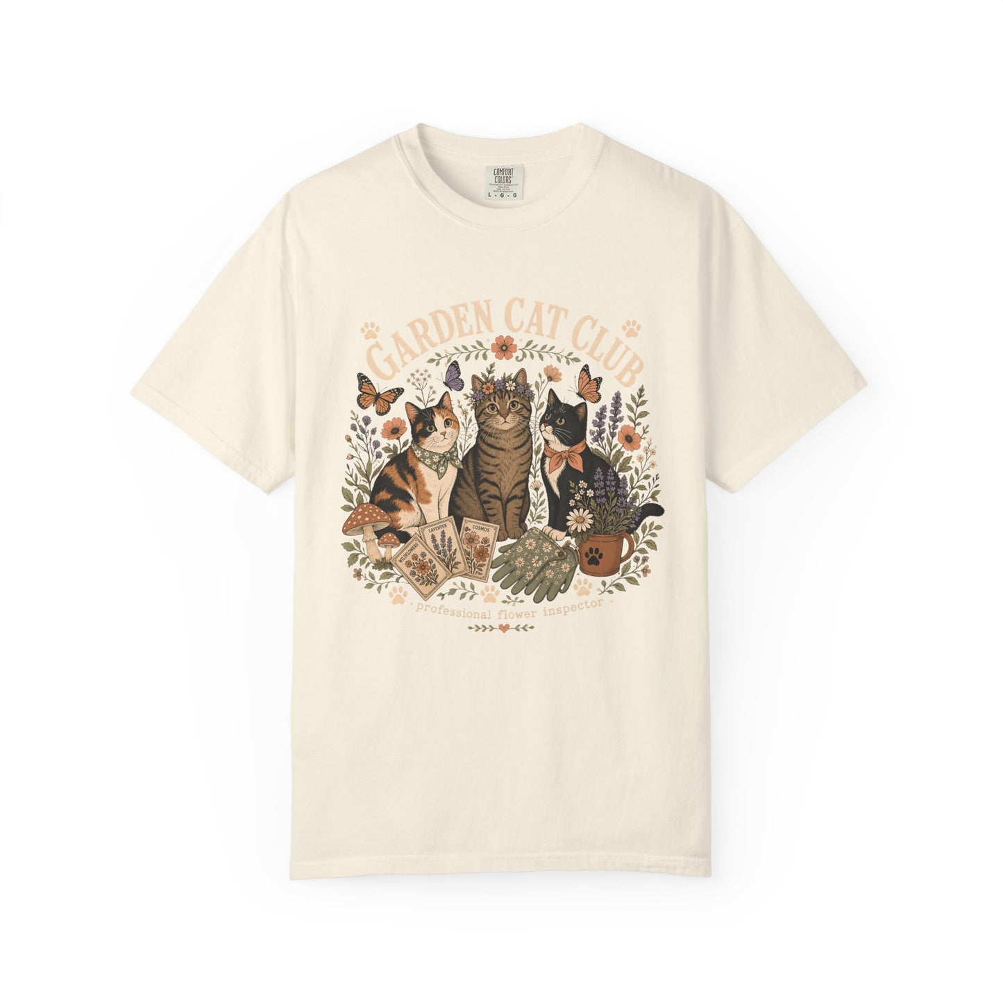 Garden Cat Club T-Shirt — Floral Cat Lovers Tee