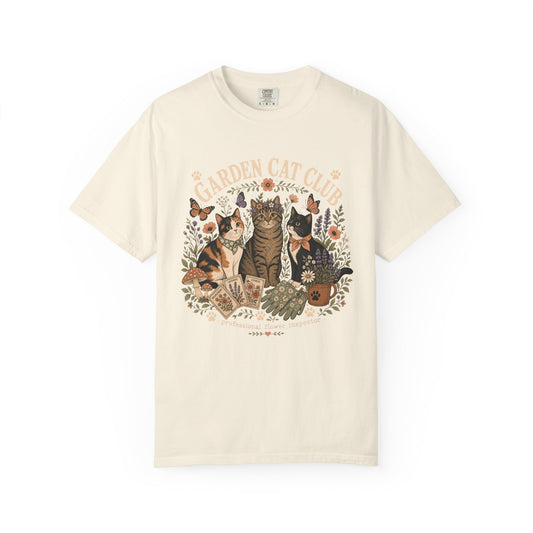 Garden Cat Club T-Shirt — Floral Cat Lovers Tee