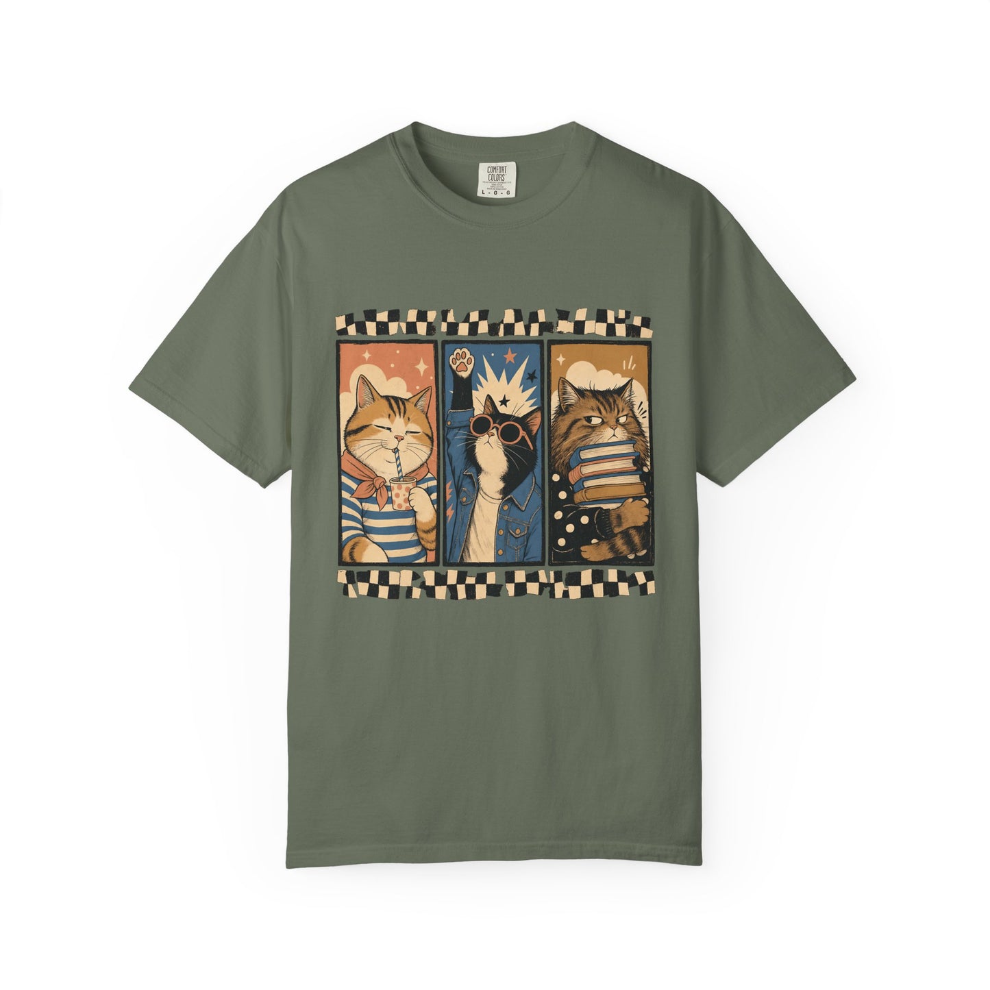 Retro Cat Trio Graphic T-Shirt — Vintage Cartoon Cats Tee