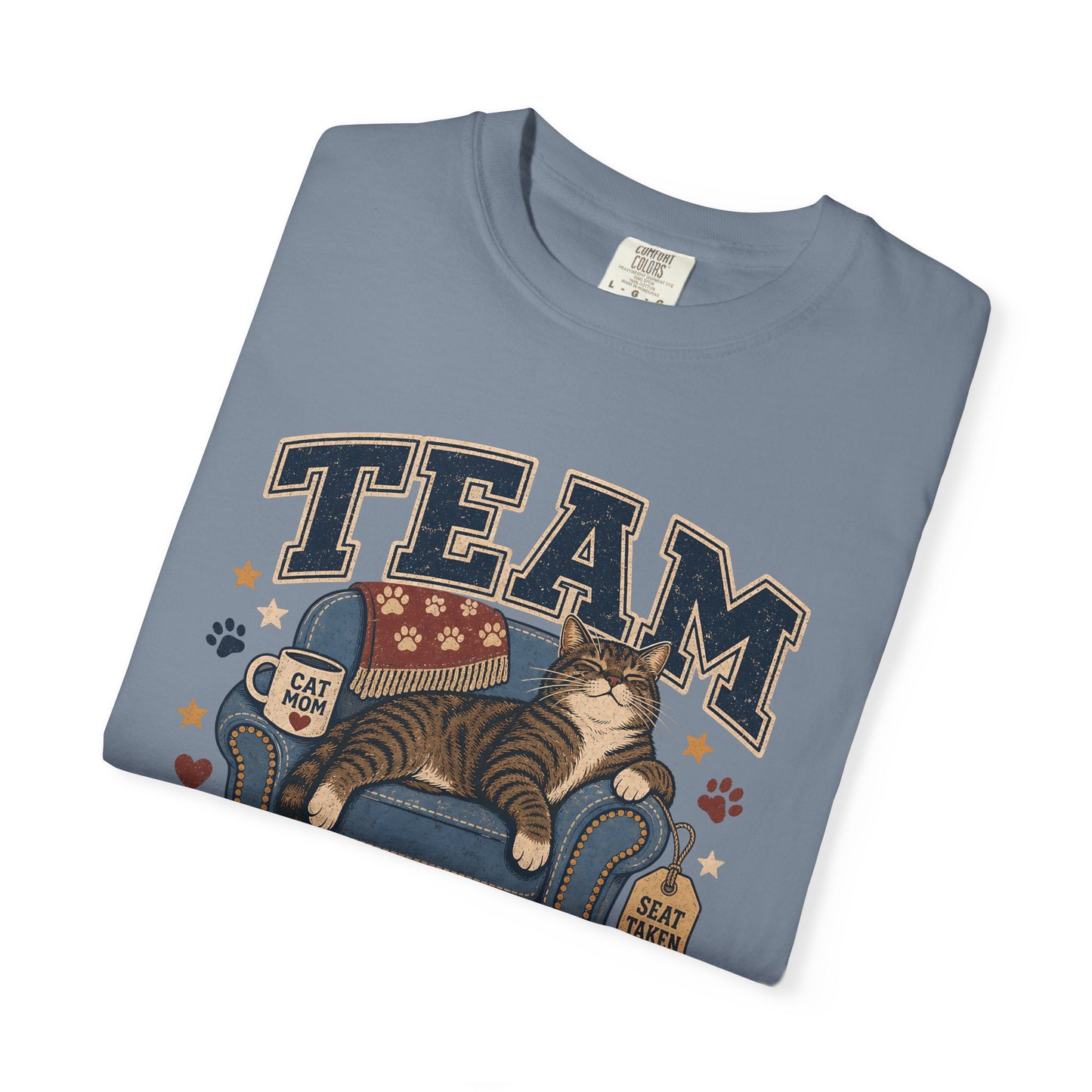 Vintage 'Team Can't Sit There' Cat T-Shirt — Cozy Cat Lover Graphic Tee