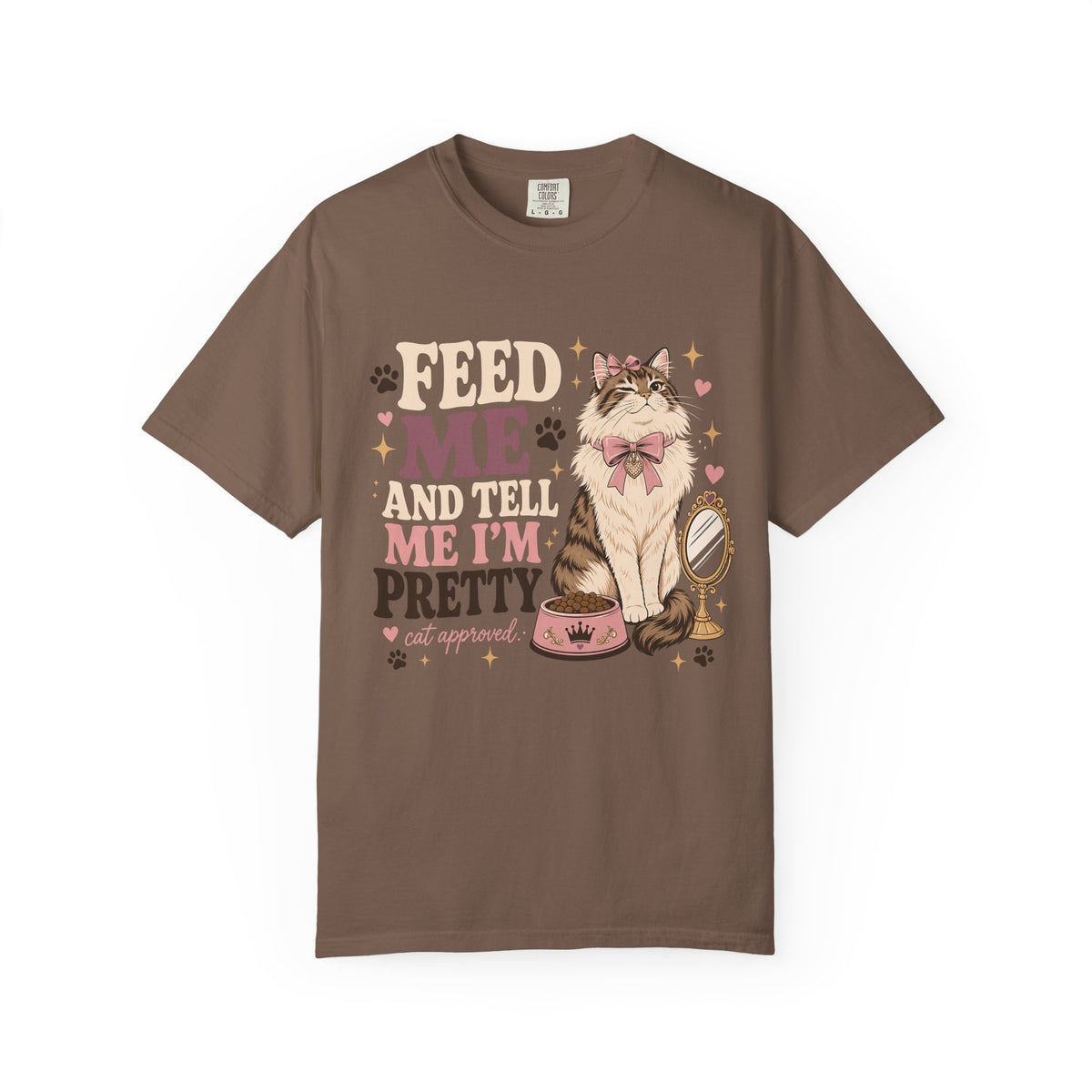 Cat Lover T-Shirt — "Feed Me and Tell Me I’m Pretty" Cute Kitty Graphic Tee