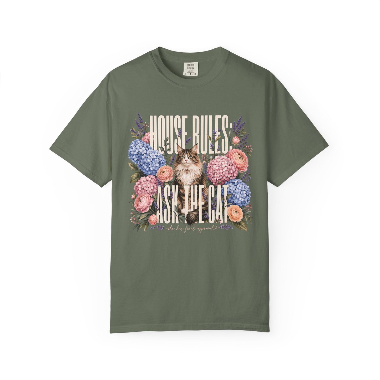 Ask The Cat Floral T-Shirt — Vintage Kitten Graphic Tee