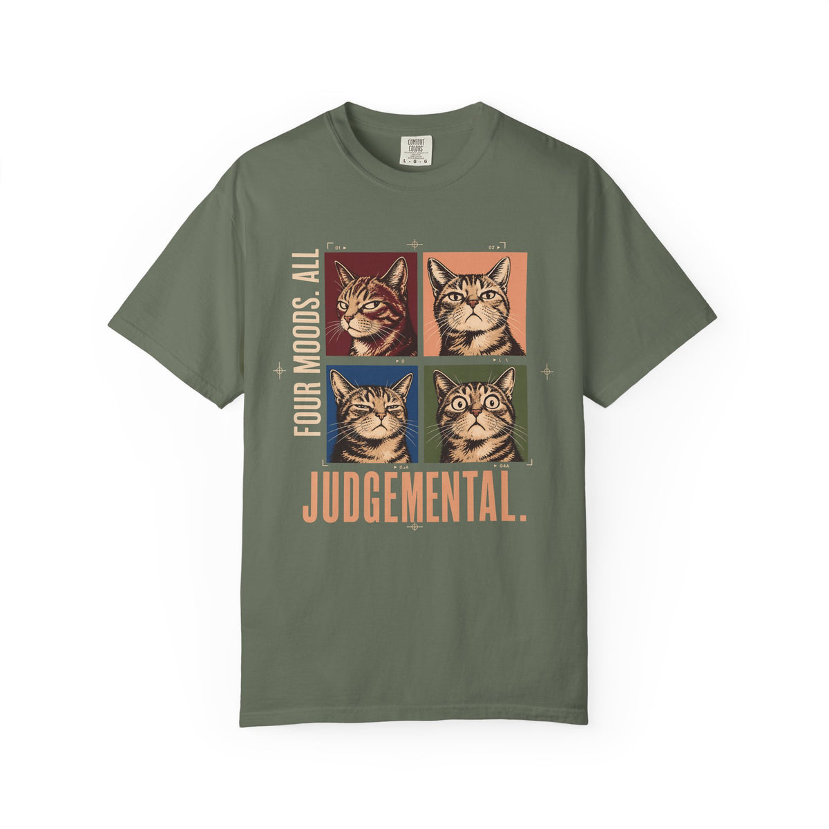 Judgemental Cats Graphic T-Shirt — "Four Moods" Vintage Cat Shirt