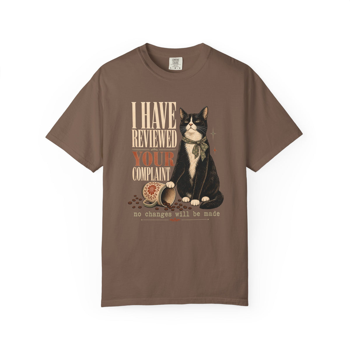 Cat T-Shirt — “I Have Reviewed Your Request” Graphic Tee