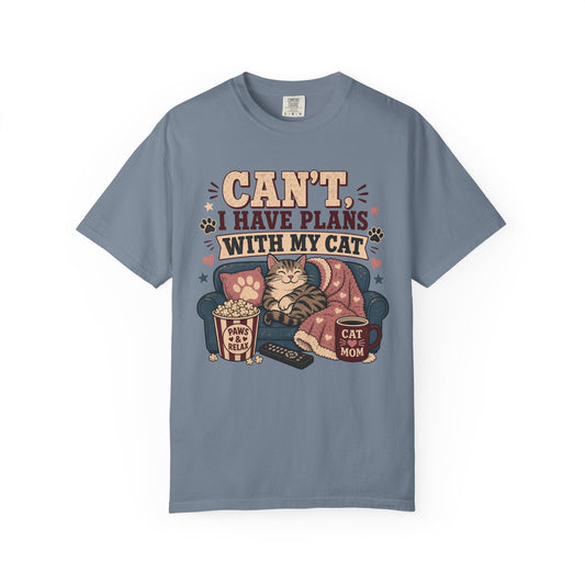 Cat Mom T‑Shirt — "Can't I Have Plans With My Cat" Graphic Tee