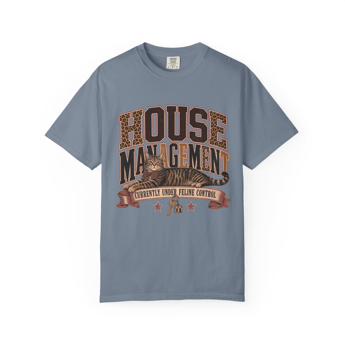 House Management T-Shirt — "Currently Under Feline Control" Cat Owner Vintage Tee