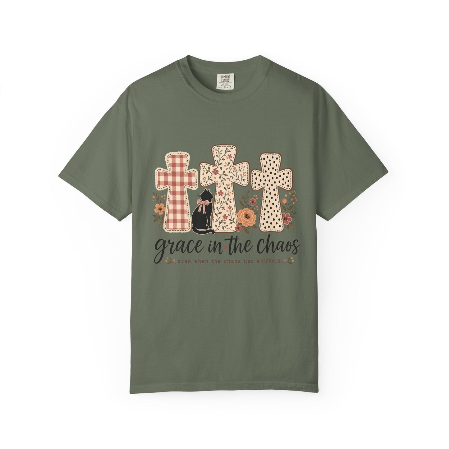 Grace in the Chaos Crosses T-Shirt — Faith-Inspired Floral Cross Tee