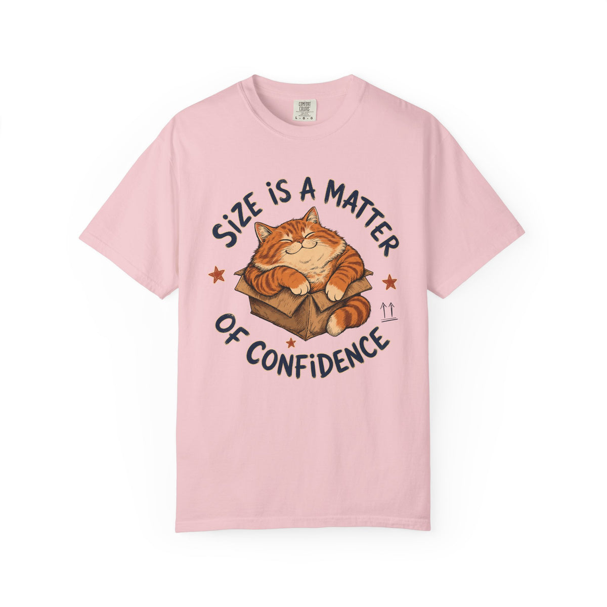 Cat Confidence T-Shirt — "Size Is a Matter of Confidence" Graphic Tee